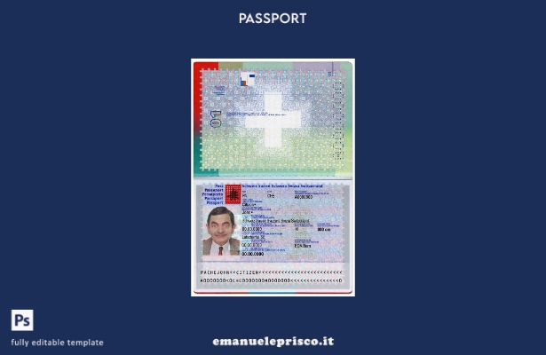 modello di passaporto svizzero in stile verificato
